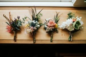 Bouquets next to window