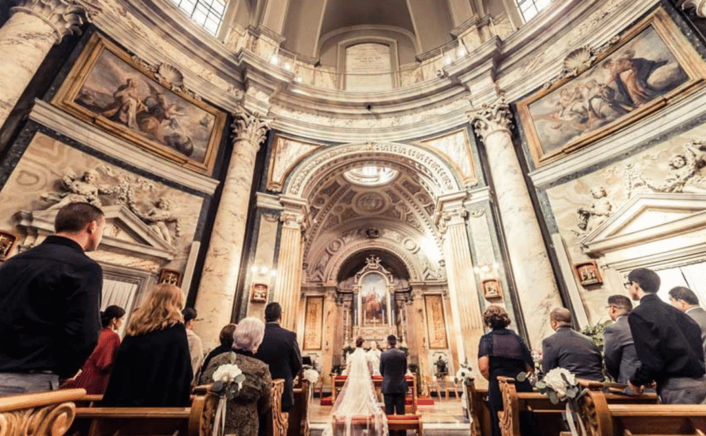 Traditional catholic wedding in italy